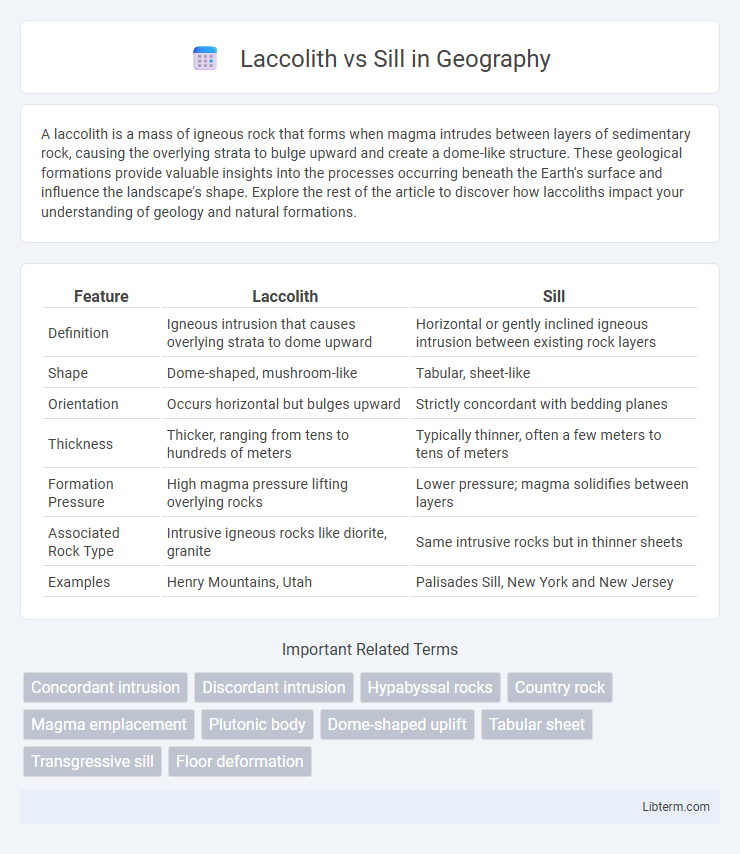 Sill vs Laccolith in Geography - What is The Difference?