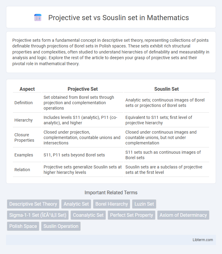 Souslin set vs Projective set in Mathematics - What is The Difference?