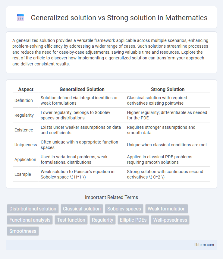 Strong solution vs Generalized solution in Mathematics - What is The Difference?