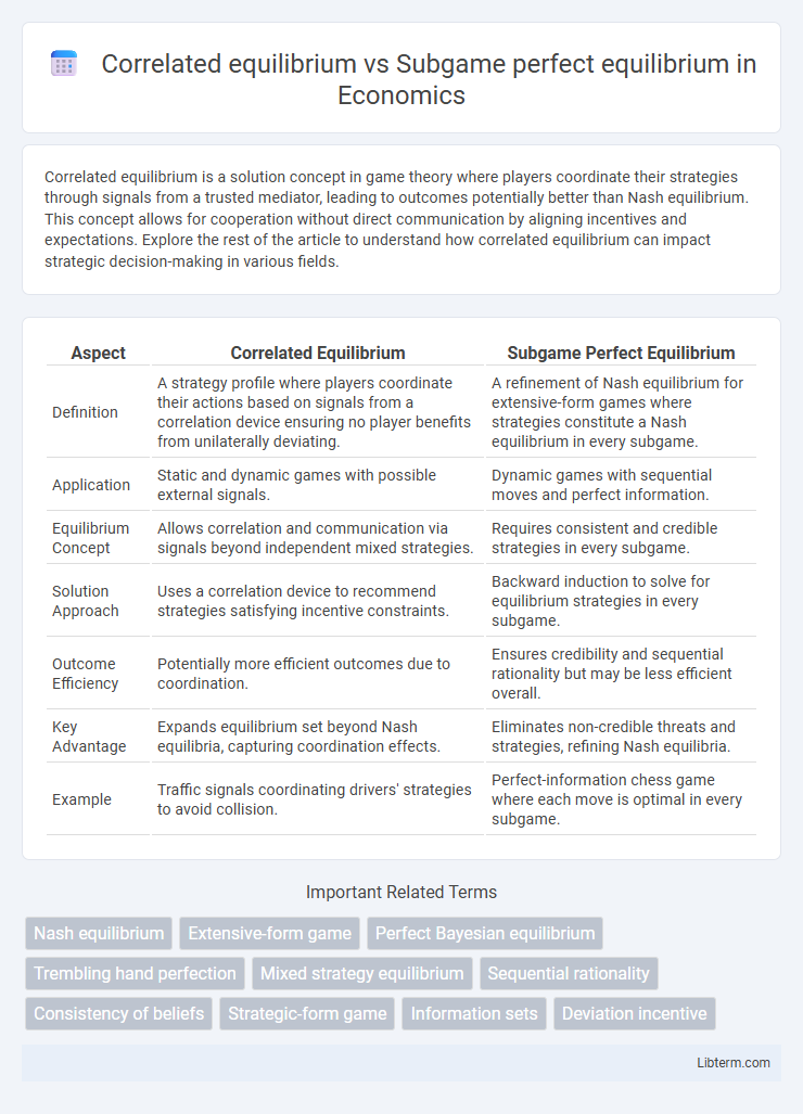 Subgame perfect equilibrium vs Correlated equilibrium in Economics - What is The Difference?
