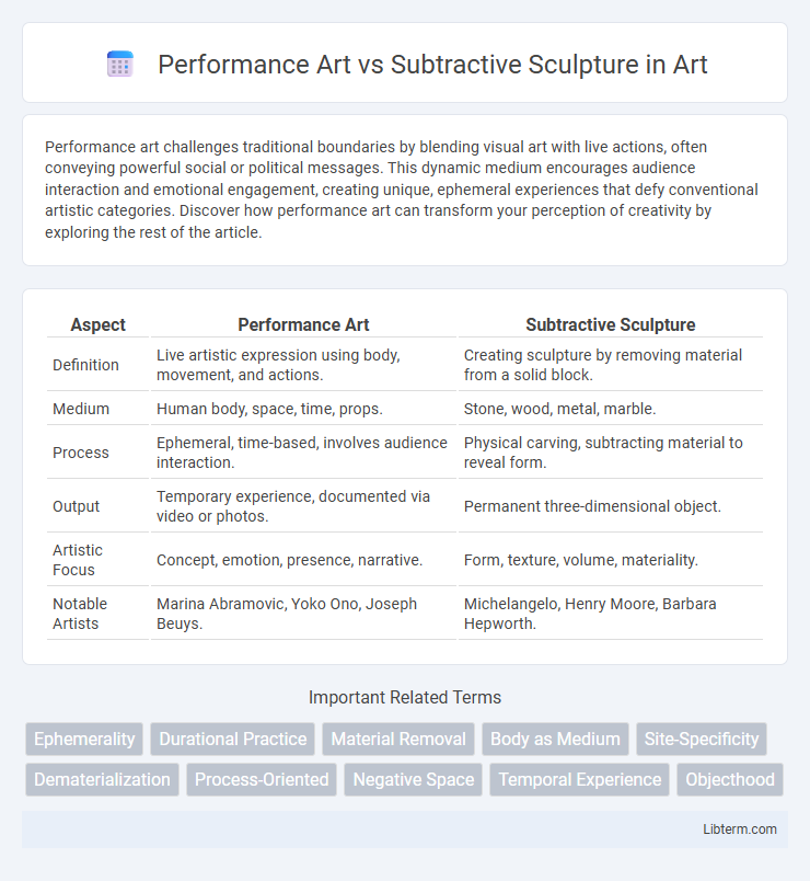 Subtractive Sculpture vs Performance Art in Art - What is The Difference?