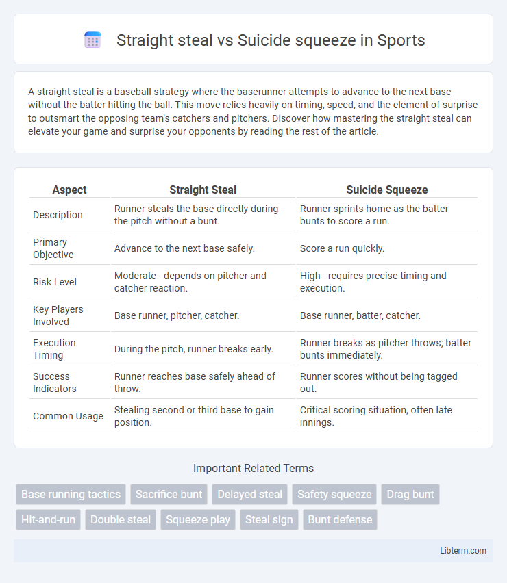 Suicide squeeze vs Straight steal in Sports - What is The Difference?