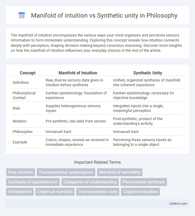 Synthetic unity vs Manifold of intuition in Philosophy - What is The Difference?