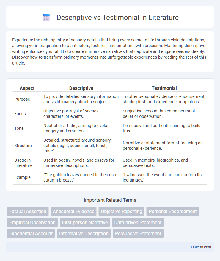 Testimonial vs Descriptive in Literature - What is The Difference?