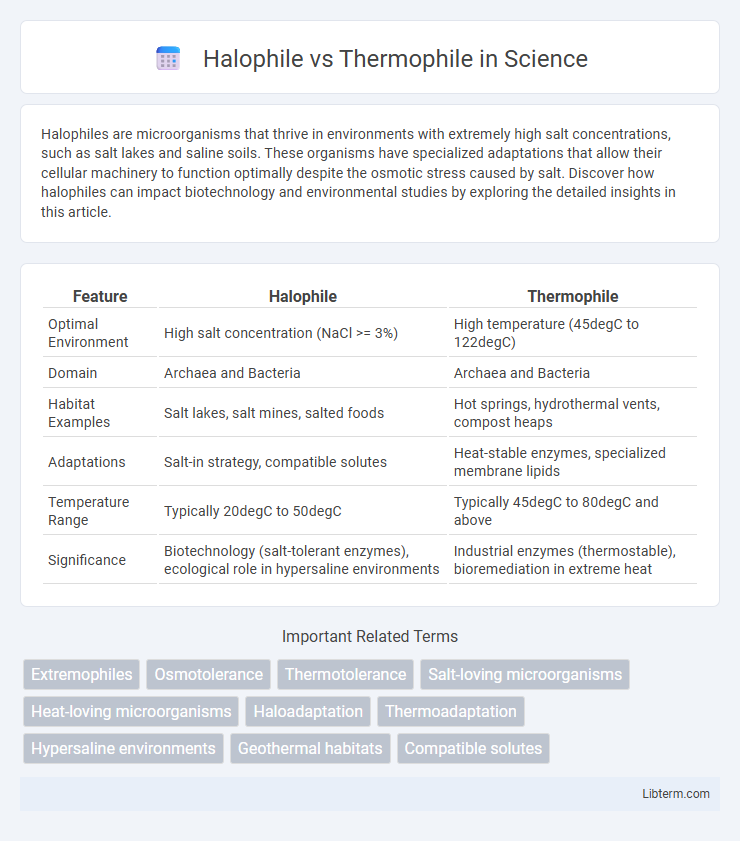 Thermophile vs Halophile in Science - What is The Difference?