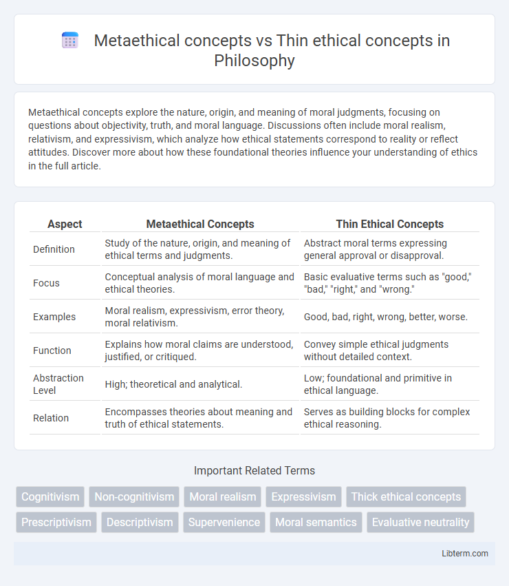 Thin ethical concepts vs Metaethical concepts in Philosophy - What is The Difference?