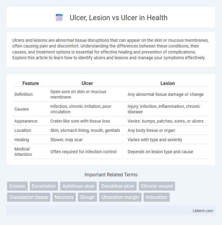 Ulcer vs Ulcer, Lesion in Health - What is The Difference?