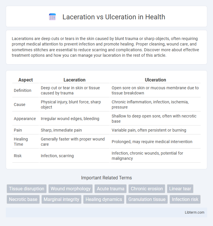 Ulceration vs Laceration in Health - What is The Difference?