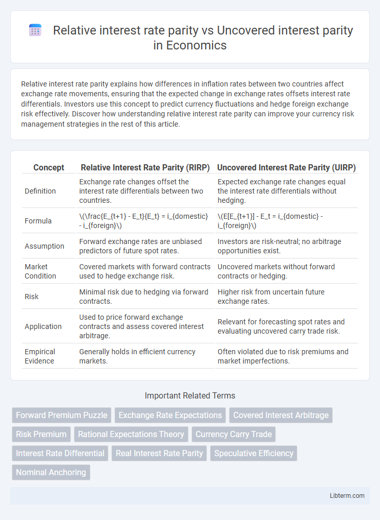 Uncovered interest parity vs Relative interest rate parity in Economics - What is The Difference?