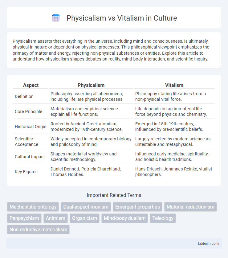 Vitalism vs Physicalism in Culture - What is The Difference?