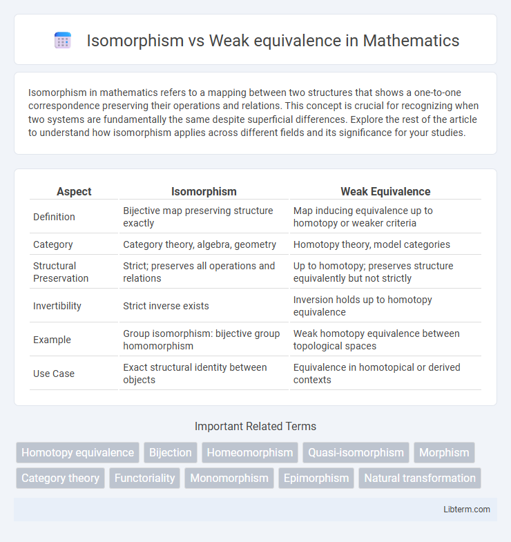 Weak equivalence vs Isomorphism in Mathematics - What is The Difference?