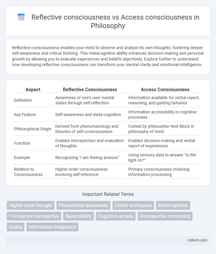 Access consciousness vs Reflective consciousness in Philosophy - What is The Difference?