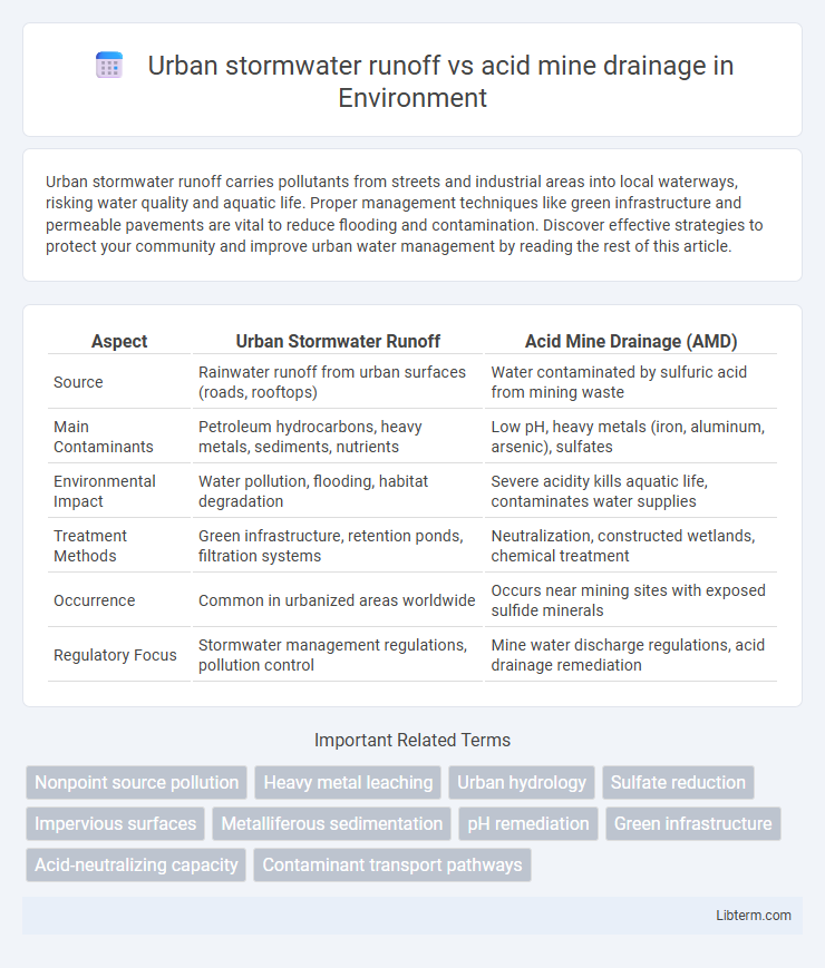 acid mine drainage vs Urban stormwater runoff in Environment - What is The Difference?