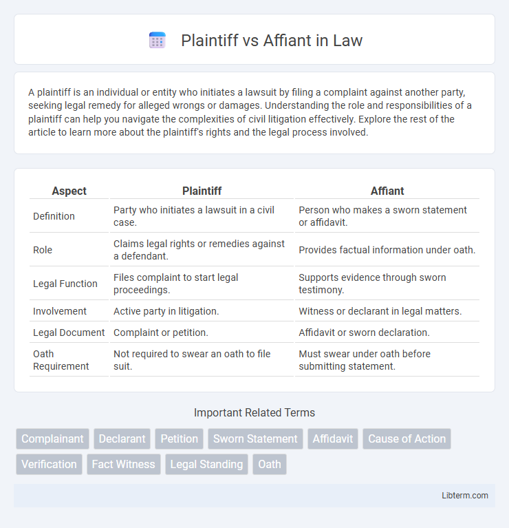 Affiant vs Plaintiff in Law - What is The Difference?