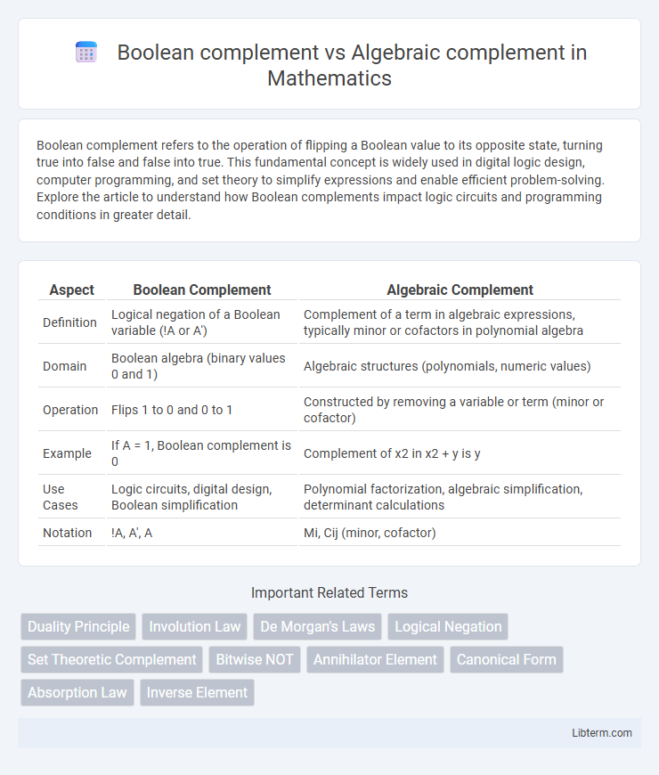 Algebraic complement vs Boolean complement in Mathematics - What is The Difference?