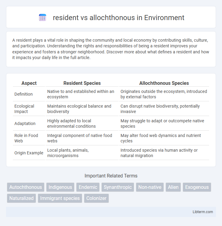 allochthonous vs resident in Environment - What is The Difference?