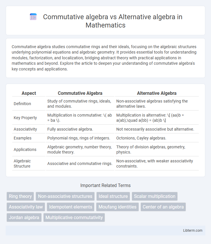 Alternative algebra vs Commutative algebra in Mathematics - What is The Difference?