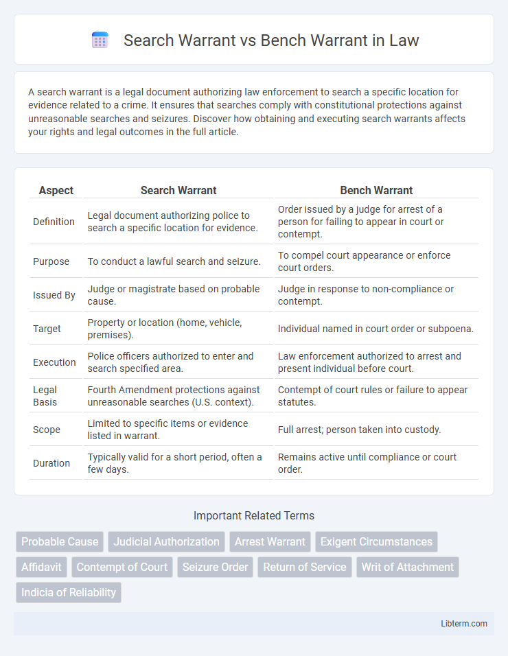 Bench Warrant vs Search Warrant in Law - What is The Difference?