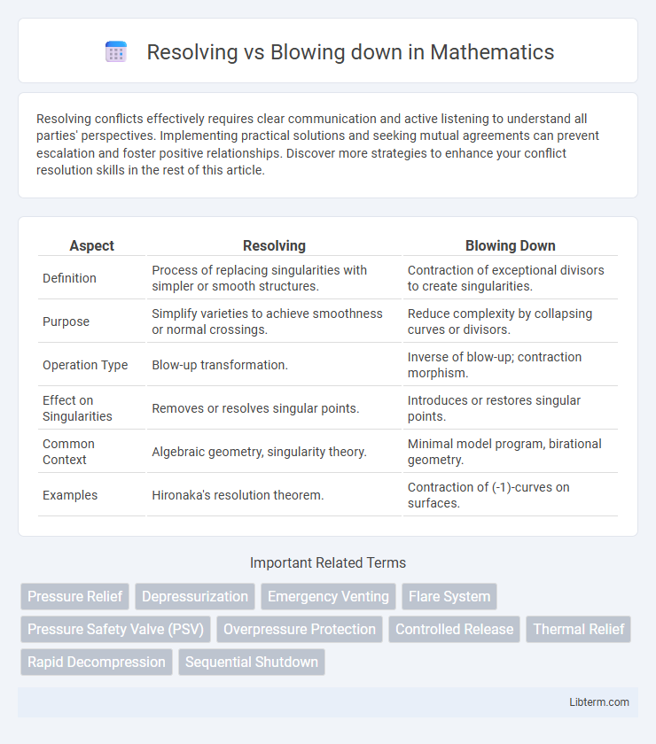 Blowing down vs Resolving in Mathematics - What is The Difference?