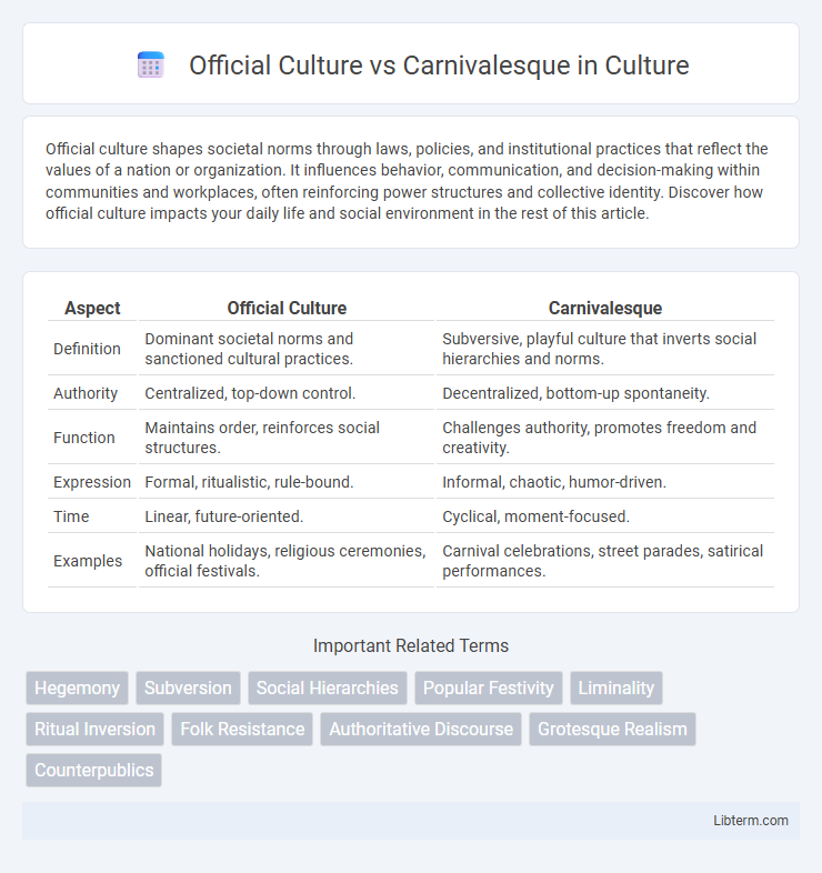 Carnivalesque vs Official Culture in Culture - What is The Difference?