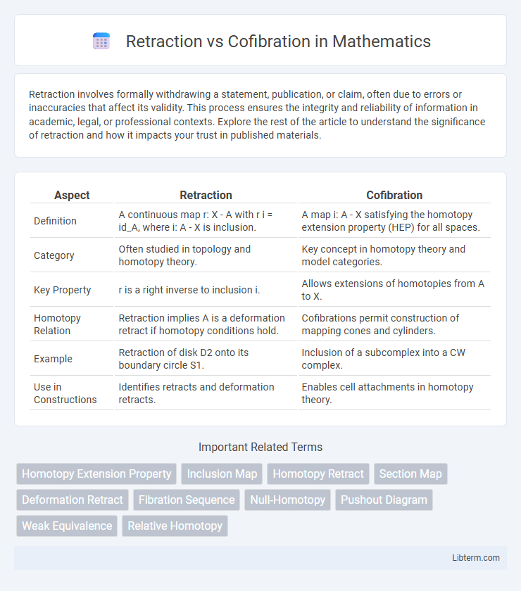Cofibration vs Retraction in Mathematics - What is The Difference?