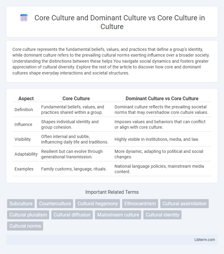 Core Culture vs Core Culture and Dominant Culture in Culture - What is The Difference?