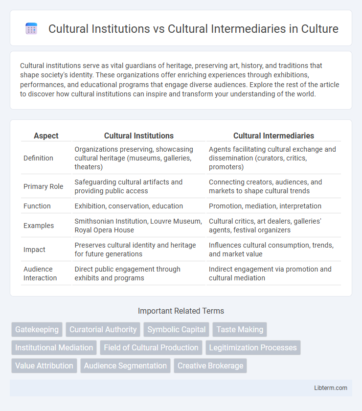 Cultural Intermediaries vs Cultural Institutions in Culture - What is The Difference?