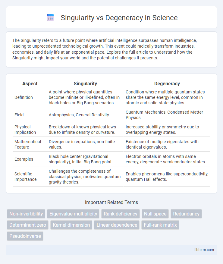 Degeneracy vs Singularity in Science - What is The Difference?
