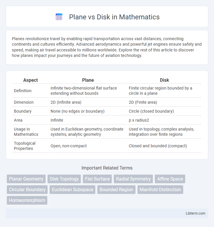Disk vs Plane in Mathematics - What is The Difference?