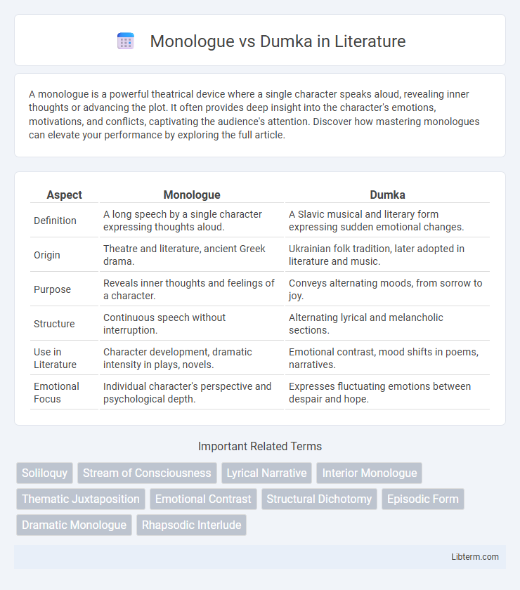 Dumka vs Monologue in Literature - What is The Difference?