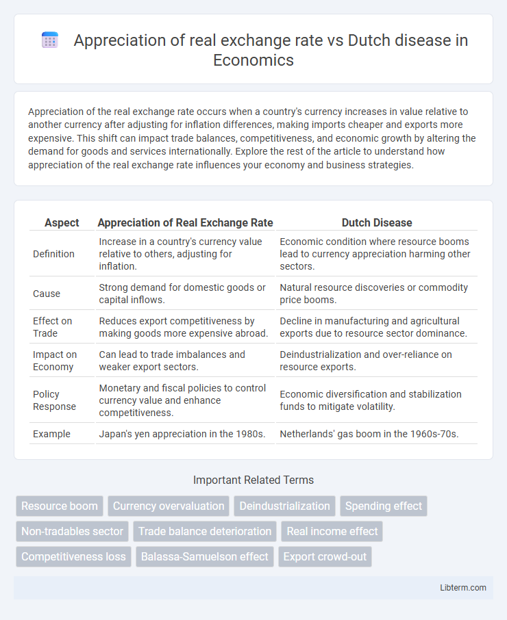 Dutch disease vs Appreciation of real exchange rate in Economics - What is The Difference?