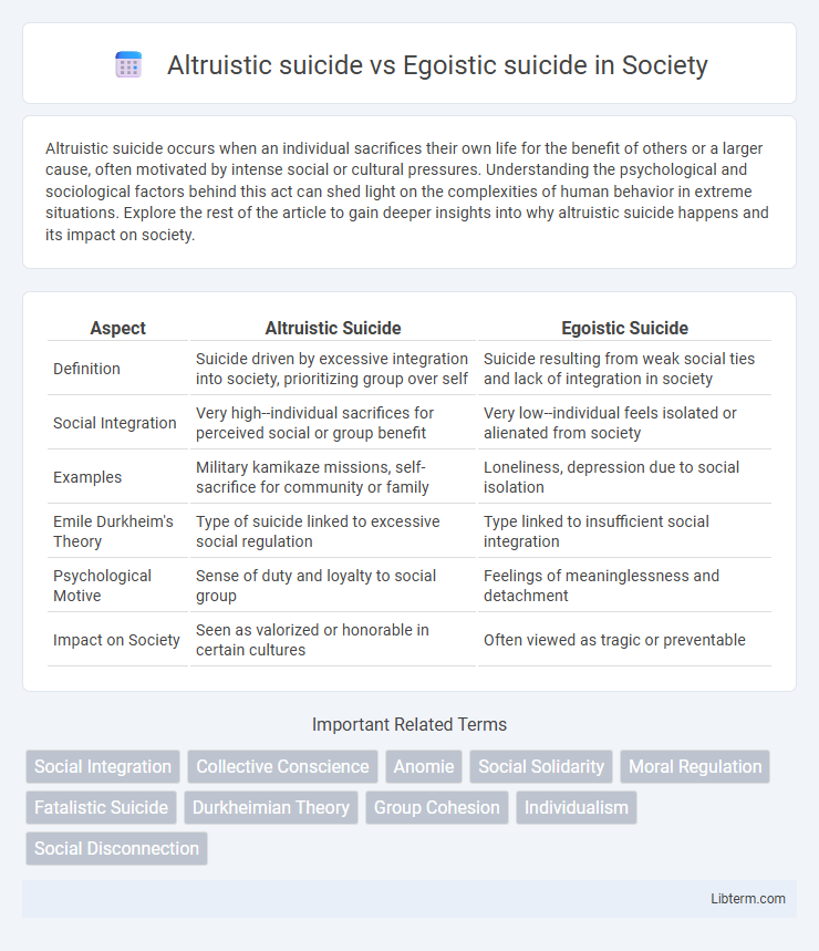 Egoistic suicide vs Altruistic suicide in Society - What is The Difference?