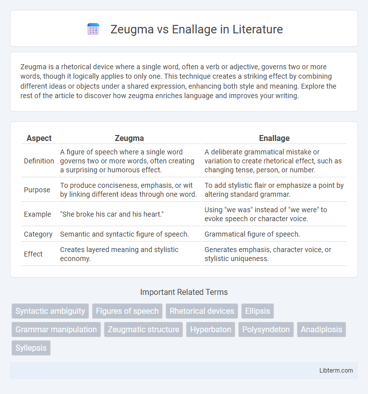 Enallage vs Zeugma in Literature - What is The Difference?