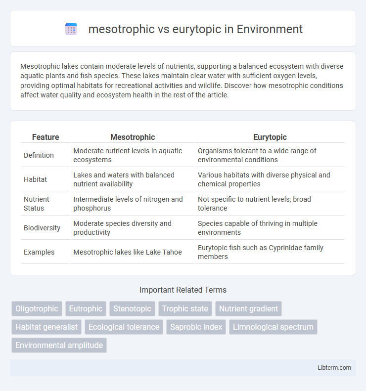 eurytopic vs mesotrophic in Environment - What is The Difference?
