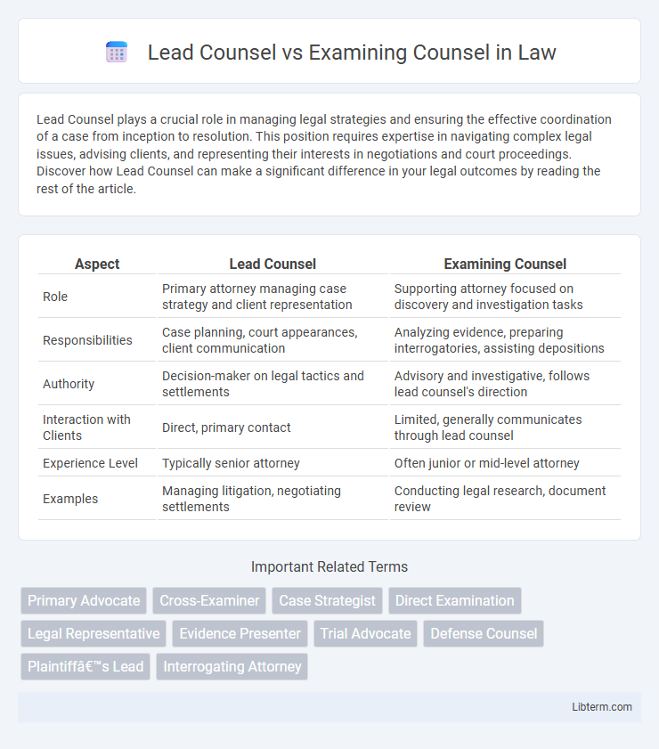 Examining Counsel vs Lead Counsel in Law - What is The Difference?