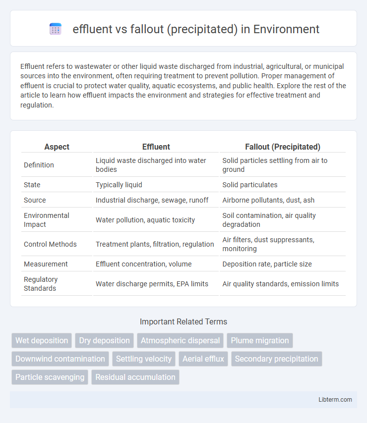 fallout (precipitated) vs effluent in Environment - What is The Difference?