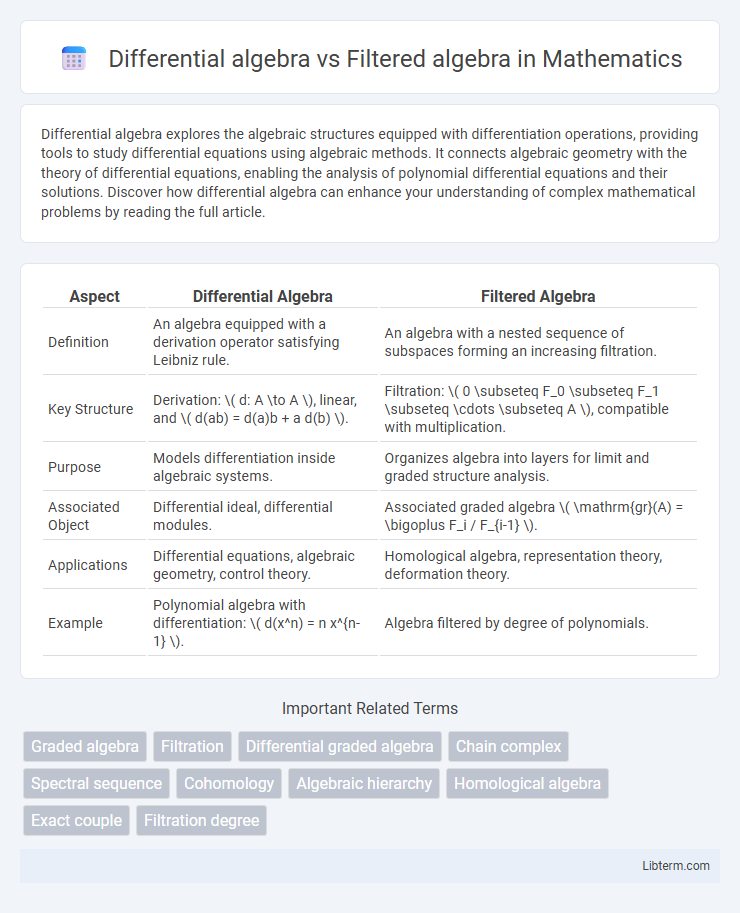 Filtered algebra vs Differential algebra in Mathematics - What is The Difference?