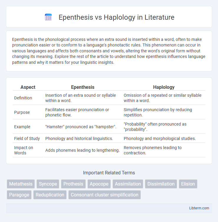Haplology vs Epenthesis in Literature - What is The Difference?