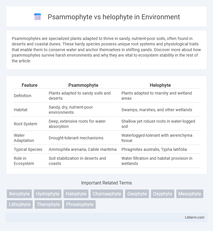 helophyte vs Psammophyte in Environment - What is The Difference?
