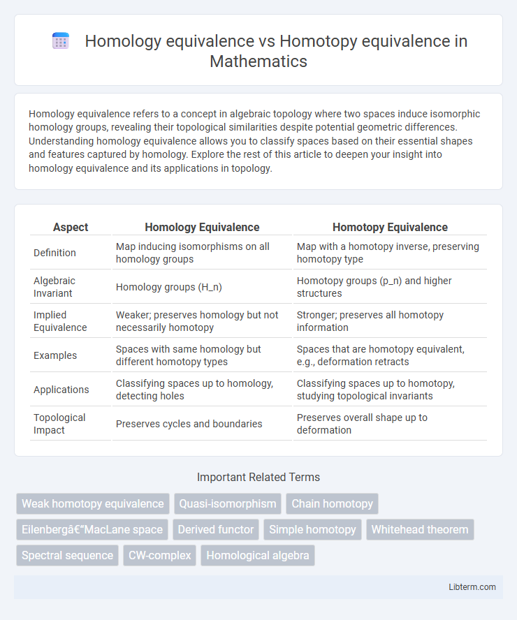 Homotopy equivalence vs Homology equivalence in Mathematics - What is The Difference?