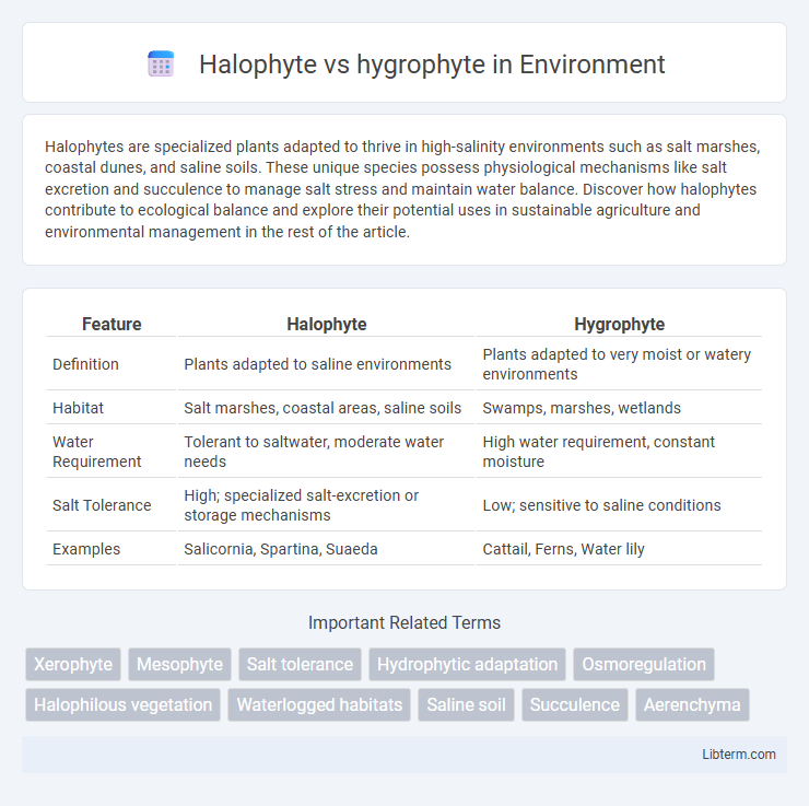 hygrophyte vs Halophyte in Environment - What is The Difference?