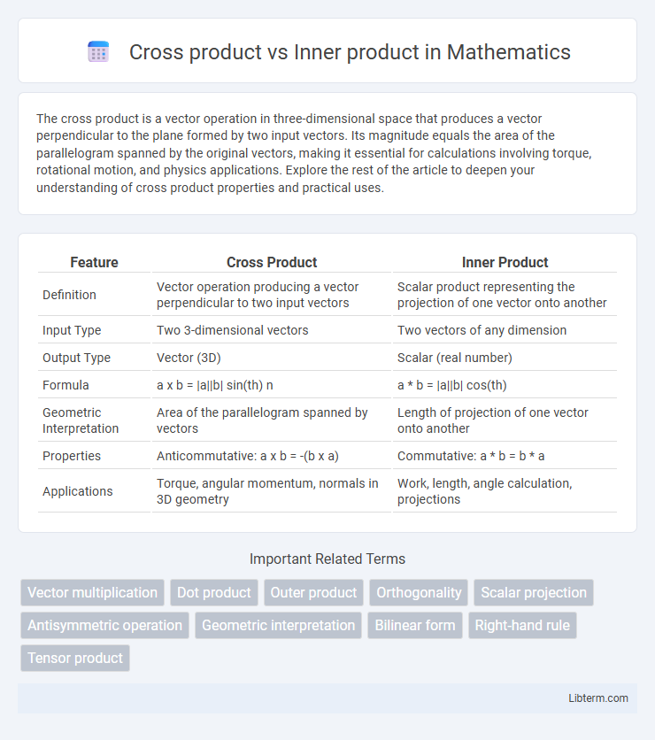 Inner product vs Cross product in Mathematics - What is The Difference?