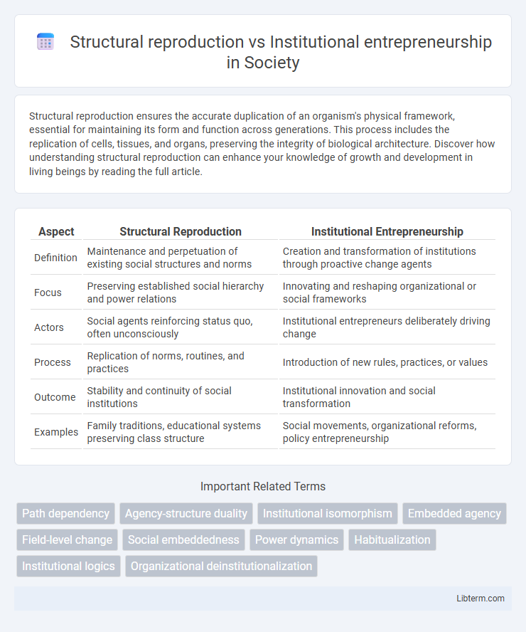 Institutional entrepreneurship vs Structural reproduction in Society - What is The Difference?