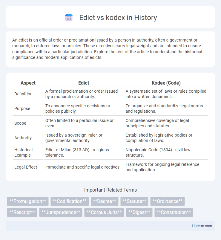 kodex vs Edict in History - What is The Difference?