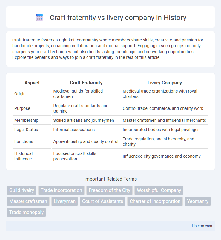 livery company vs Craft fraternity in History - What is The Difference?