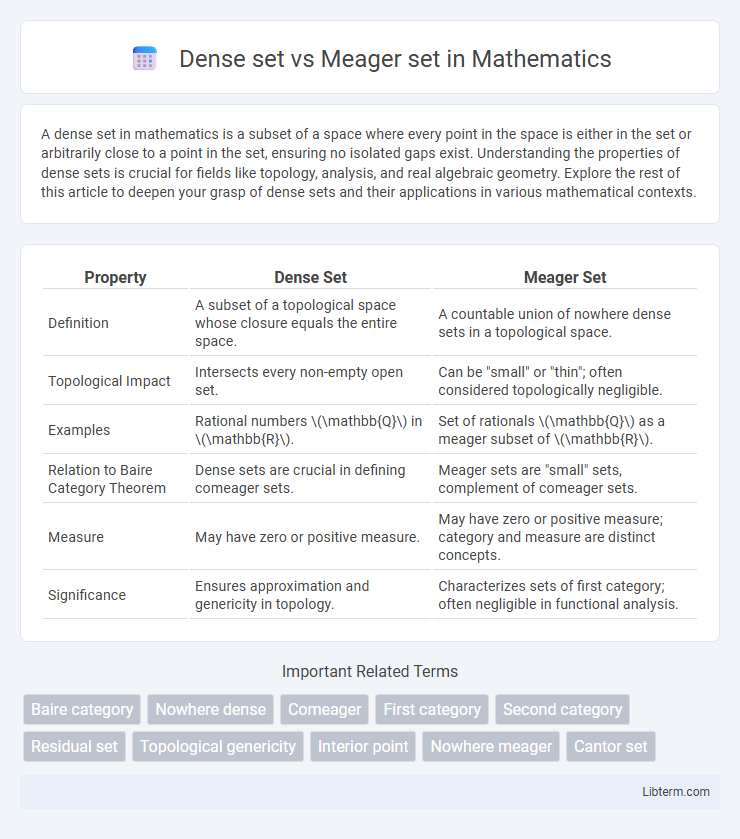 Meager set vs Dense set in Mathematics - What is The Difference?