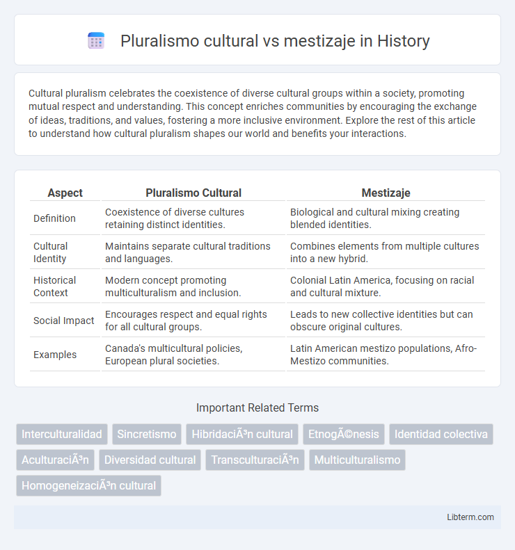 mestizaje vs Pluralismo cultural in History - What is The Difference?