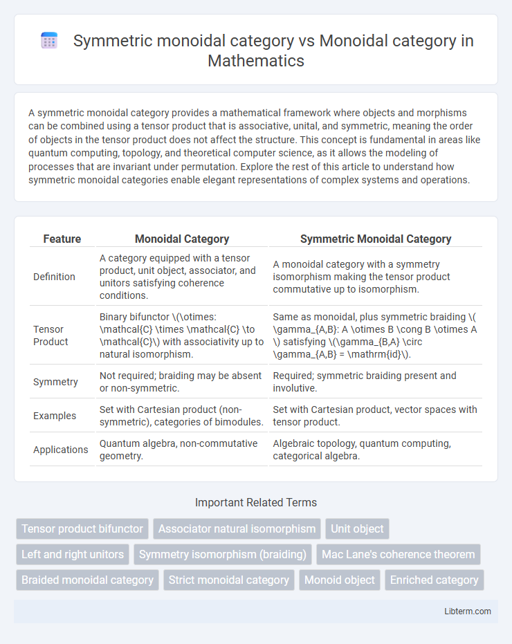 Monoidal category vs Symmetric monoidal category in Mathematics - What is The Difference?