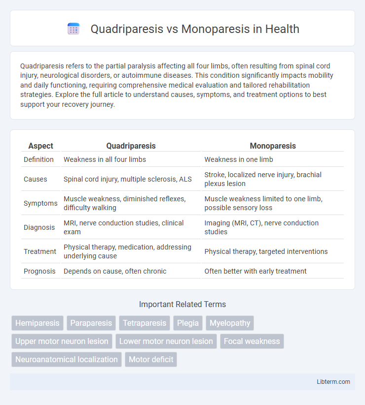 Monoparesis vs Quadriparesis in Health - What is The Difference?