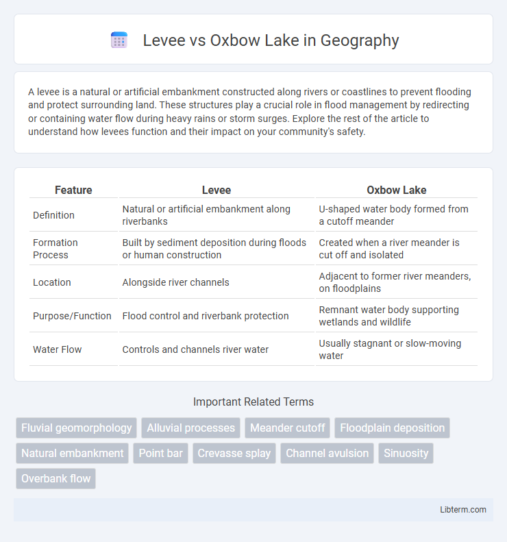 Oxbow Lake vs Levee in Geography - What is The Difference?
